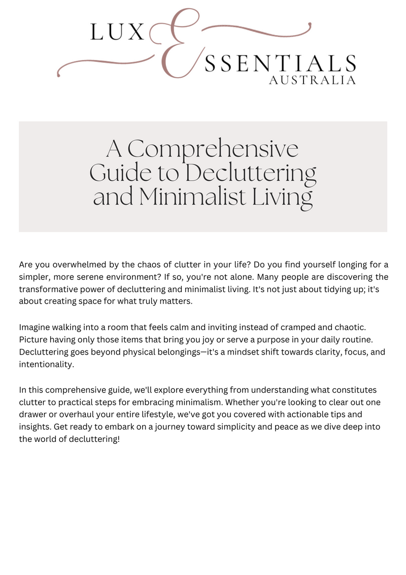 A COMPREHENSIVE GUIDE TO DECLUTTERING AND MINIMALIST LIVING - PDF