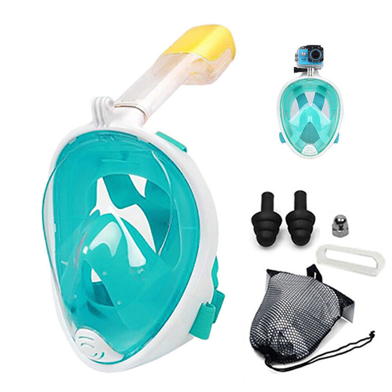 Dive Ease Full Face Snorkel + (Carry Bag, Camera Mount & Ear Plugs)